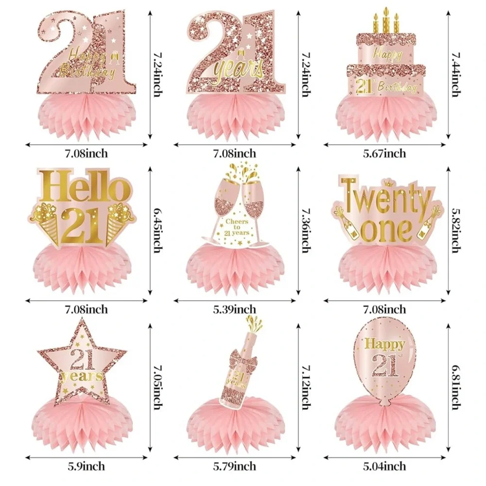 Rose Gold 21st Birthday Party Supplies Set